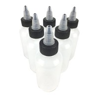 Dispensing Bottles with Caps Small Boston Round LDPE Plastic Squeeze Bottles for Oils Solvents Inks Pigments