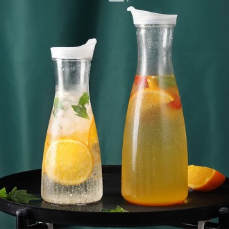 32 Oz Round Carafe Pitchers for drinks Juice Water Tea Milk Lemonade Beverage Clear Pitcher Plastic with lid