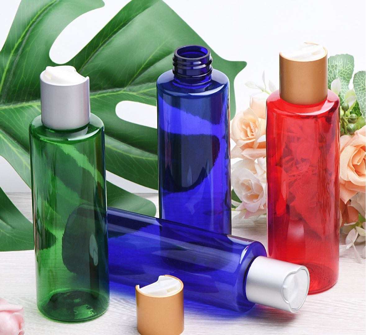 Custom Cosmetic Packaging Colored 100ml 150ml 250ml 8oz Facial Cleanser Cleansing Lotion Pump Body Oil Bottle Disc Top Flip Cap