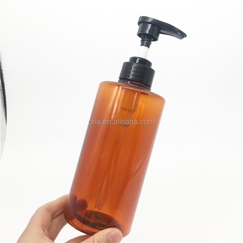 4oz 8oz 10oz Amber Body Care Gel and Lotion Pump Dispenser Bottle Packaging 250ml PET Plastic Cylindrical Toner Brown Bottles