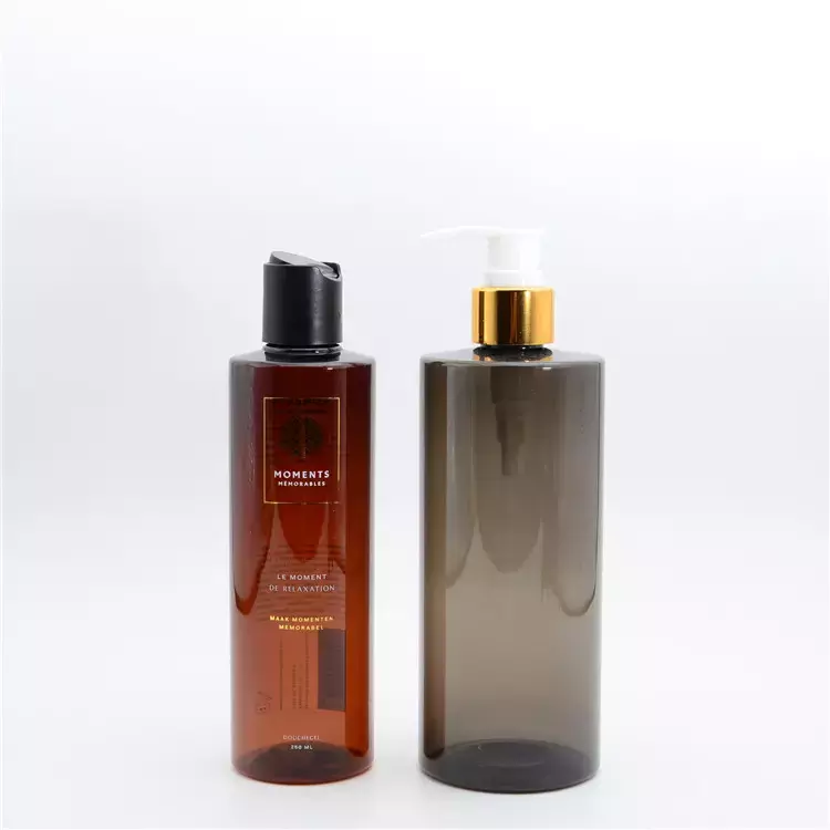 4oz 8oz 10oz Amber Body Care Gel and Lotion Pump Dispenser Bottle Packaging 250ml PET Plastic Cylindrical Toner Brown Bottles