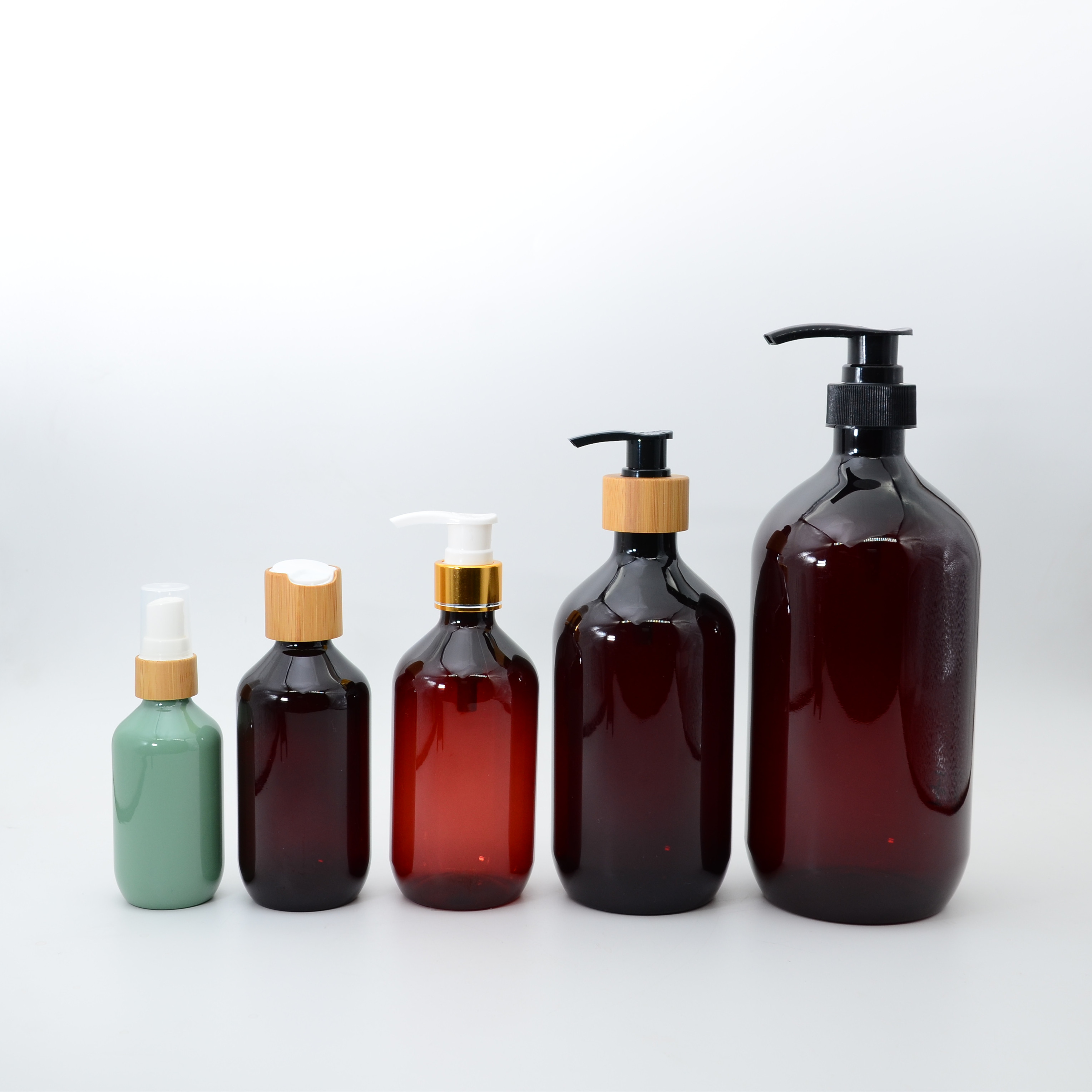 Refillable Unique Empty Black Bottles for Body Wash Boston Round PET Plastic Empty Shampoo and Conditioner Bottles of 500 ml 8oz