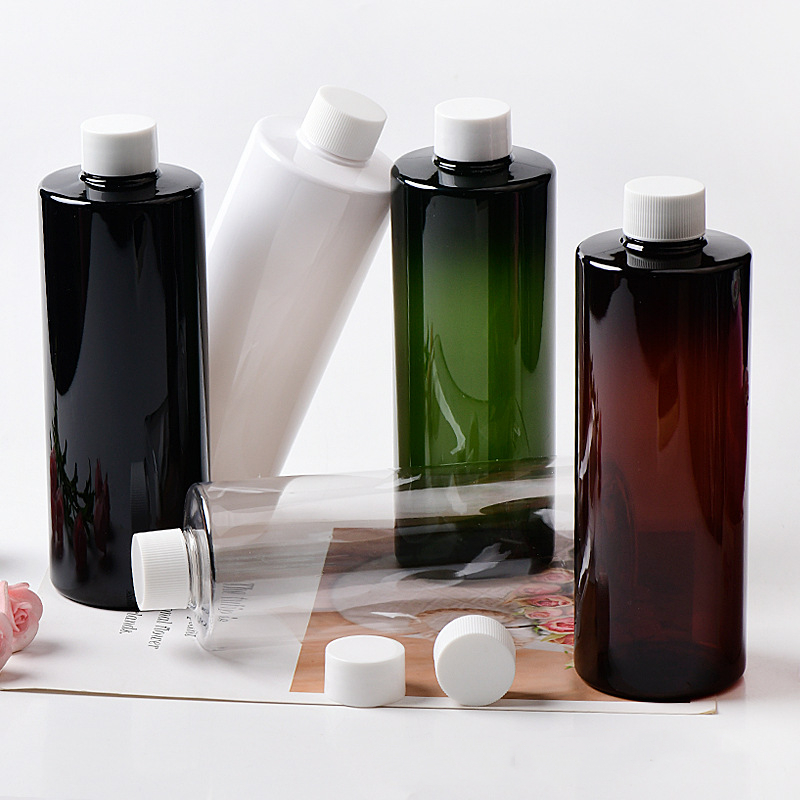 1L Clear Transparent 1000ml Shampoo Bottle Amber With Black Cap Lid PET Plastic Lotion Conditioner Juice Bottle with Pump Spray