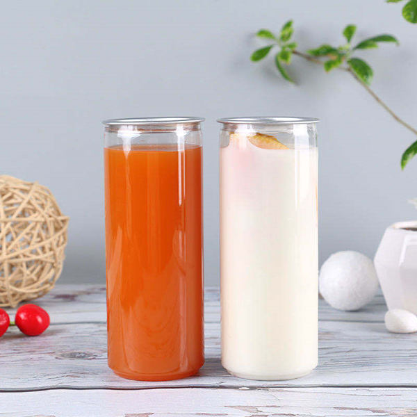 500ml plastic can for juice boba 250ml 330ml 350ml Transparent Soda Cans With Easy Open Lid PET fruit Juice Bottle Beverage Cans