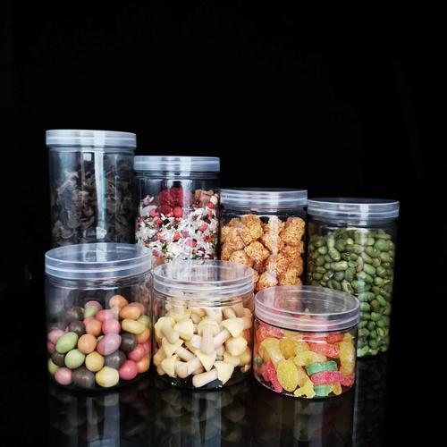 Clear Plastic Storage Jars Containers Refillable Wide Mouth Plastic Slime Storage Containers for Dry Food Peanut Butter Honey