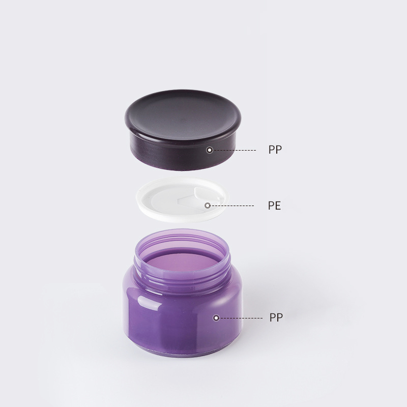 Custom Glossy Matte Frosted Black Purple Green 50ml plastic jars with screw lids powder Jar plastic fancy cosmetic jar 50g