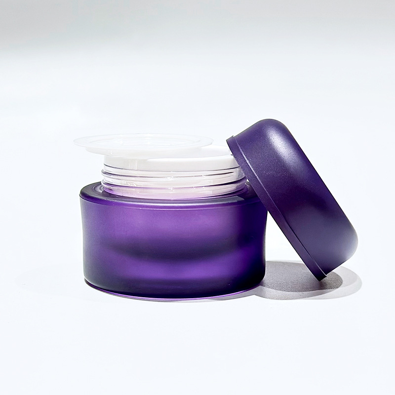 Customize luxury Empty Plastic Cream Jar Purple Frosted Face Facial Mudpack Pots Body Butter 10g 15g Cosmetic Plastic Jar