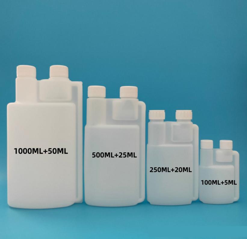 Twin Neck Bottle Double Neck 100ml 250ml 500ml 1000ml HDPE LDPE Plastic Farm Veterinary Pet Animal Liquid Medicine Dosing Bottle