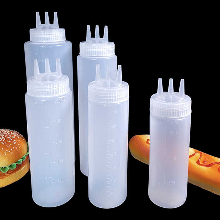 360ml 500ml 700ml 1000ml Plastic Squeeze Bottles 3 Holes Squirt Container for Spice, Mustard, Ketchup, Salad Dressing Sauce