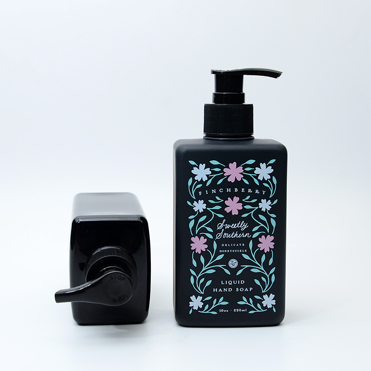 300ml/10oz 500ml/16oz Black Frosted Shampoo Bottles Square Mens Shower Gel Body Wash Dispenser Lotion Pump Bottles Packaging