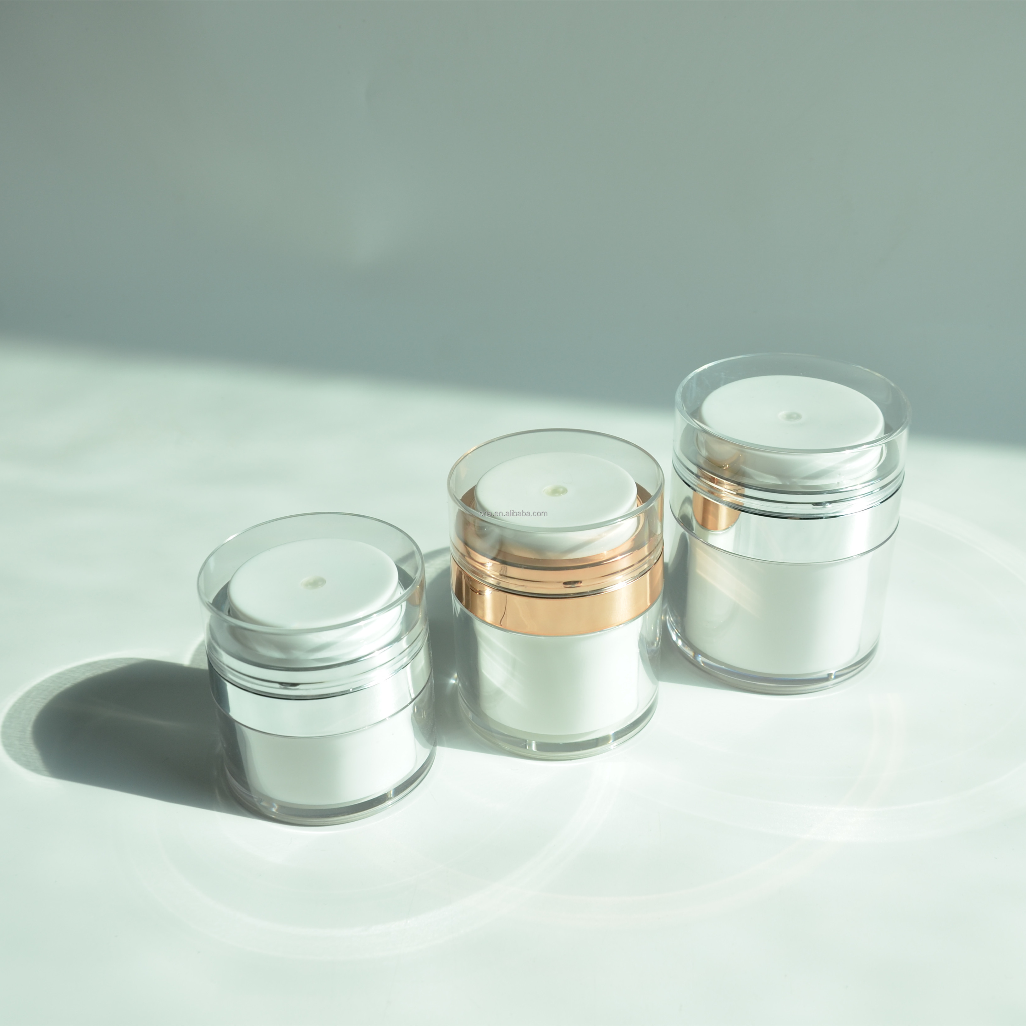 plastic Airless Pump Jar 15g 30g 50g luxury airless cream pump jar set empty cosmetic jar for Travel split bottle