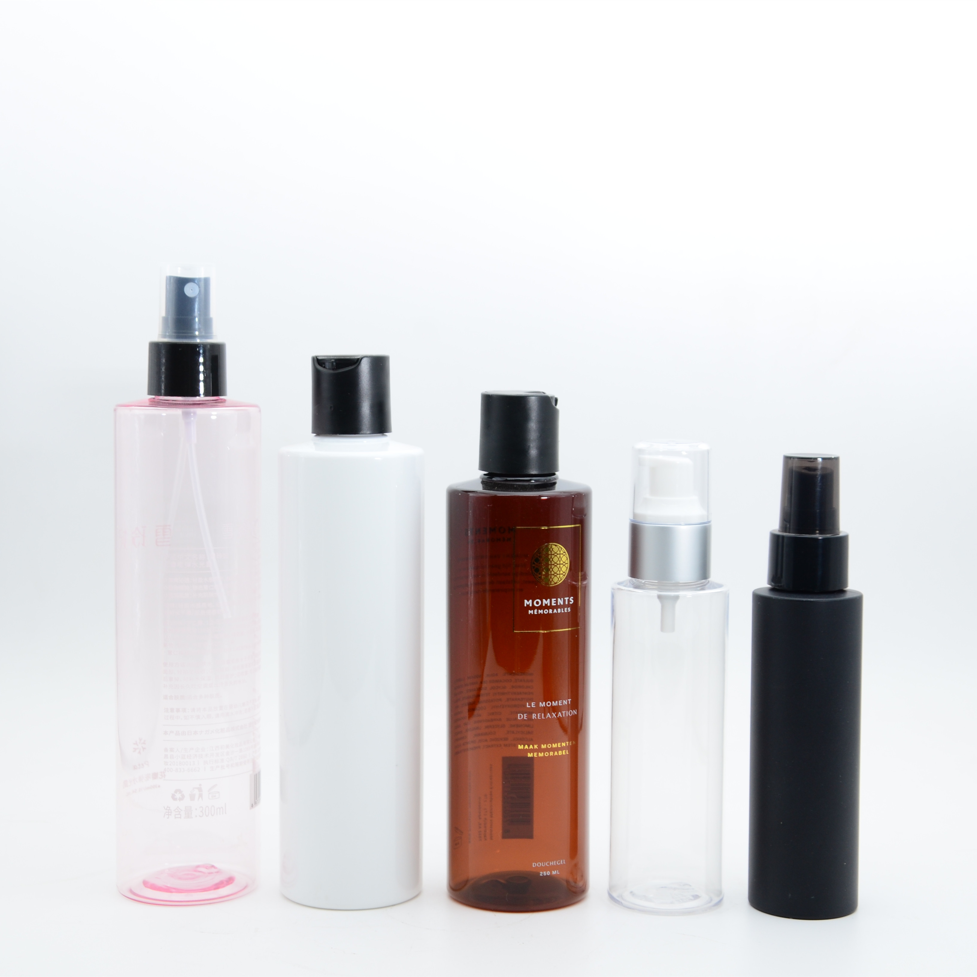 Plastic Toners customized package cosmetic packaging bottle with insert cap and screw cap 15ml 30ml 100ml 200ml