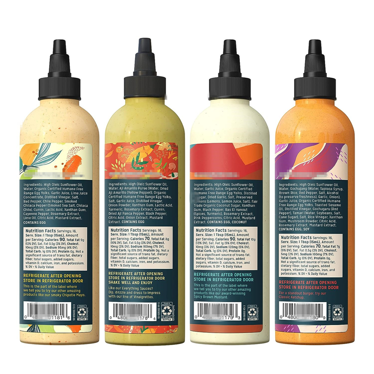 Factory supply 18oz 525ml empty clear ketchup plastic sauce bottle squeeze Hair oil Bottle with label