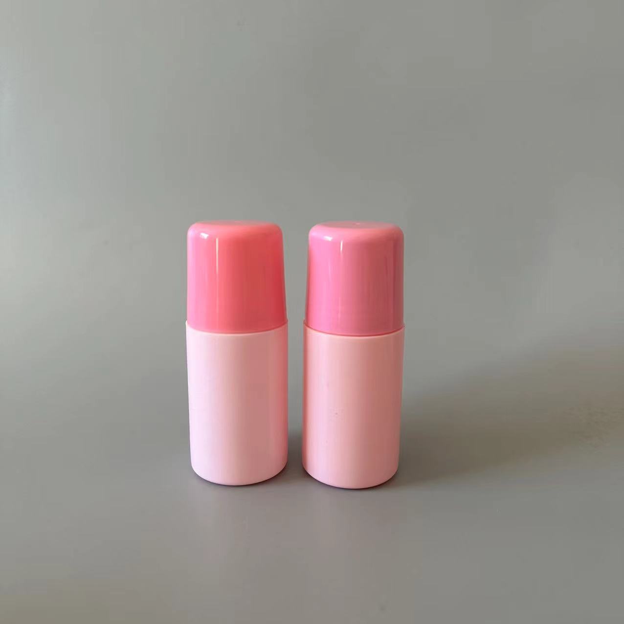 Custom Plastic 50ml 60ml Pink Color Roll On Bottles Deodorant Container Roller Bottle Cosmetic Packaging