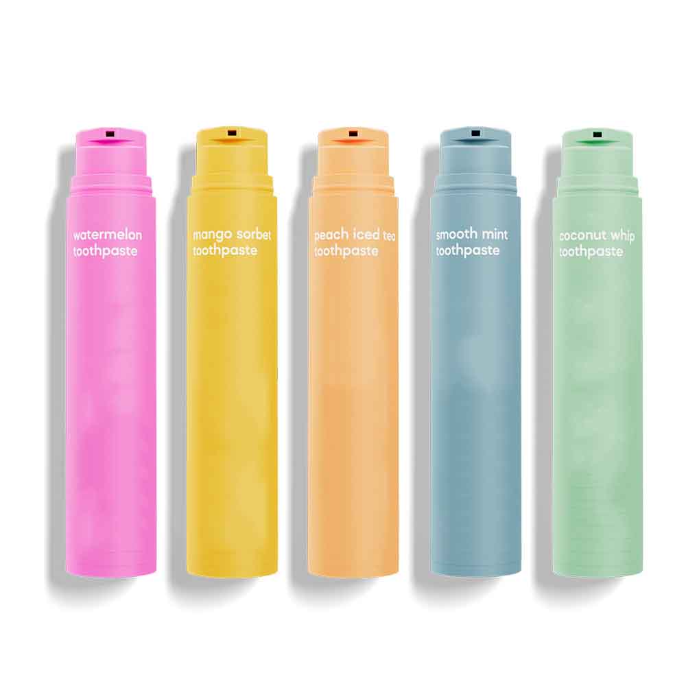 Pink Green Plastic Airless Pump Bottle 60ml Cream Lotion Bottle Customize 2oz VacuumToothpaste Packaging