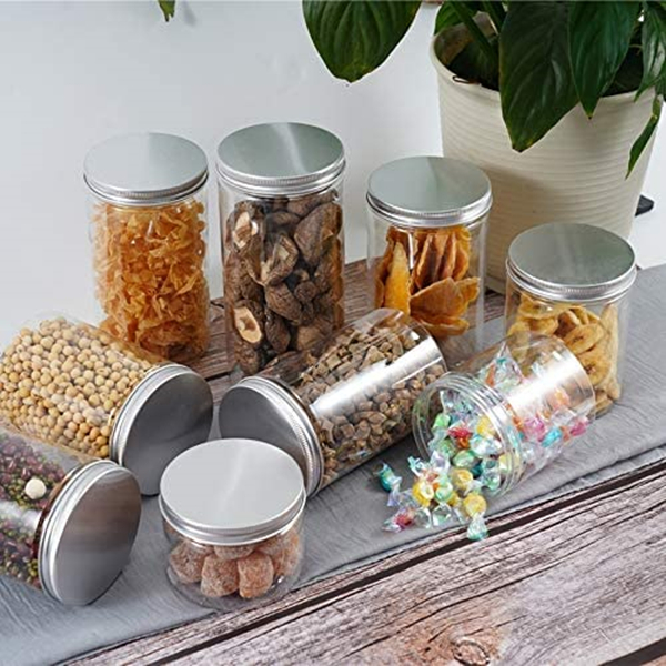 8oz Airtight Plastic Mason Jars With Golden Aluminum Lids, Desert Storage Containers For Cosmetics, Slime Storage Jars