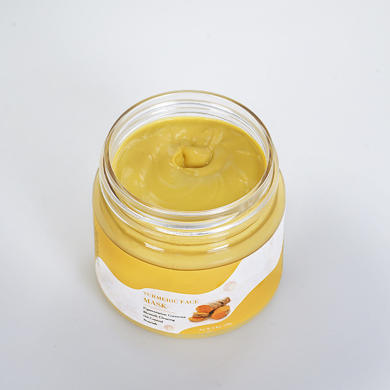 Turmeric Clay Facial Mask Cream clear plastic jars with black lids 16oz whipped soap body scrub containers cosmetic packaging