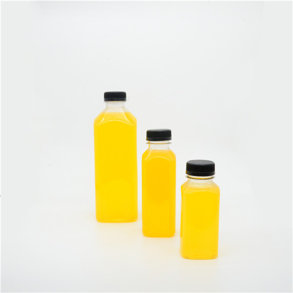 8oz 12oz 16oz 32oz 50oz Square Plastic Juice Bottles Cold Pressed Clear Food Grade PET Bottles with Tamper Evident Safety Caps