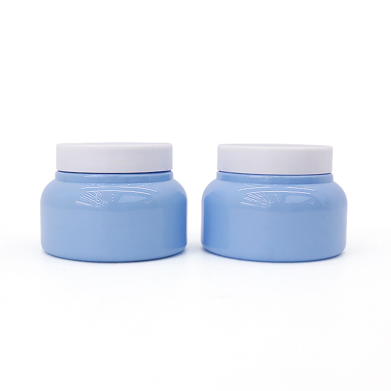 8oz/250ml 250g Plastic Body Lotion Bottle and Jar Packaging PET Blue Hair Mask Jar Wide Mouth Cosmetic Cream Vaseline Container