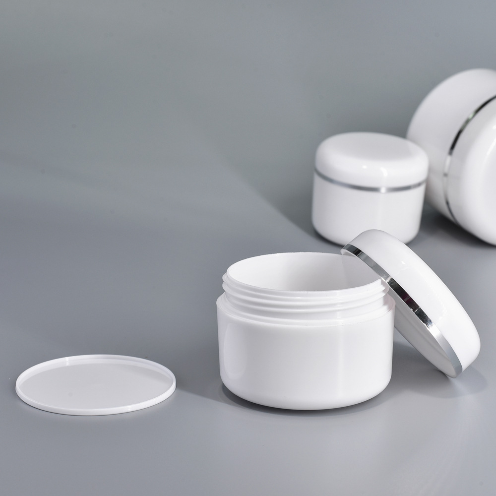 Salon White Face Cream Jar With Lid 50g 100g 200g 500g Frosted Double Wall Jar empty plastic cosmetic jars 5g 10g 20g 30g