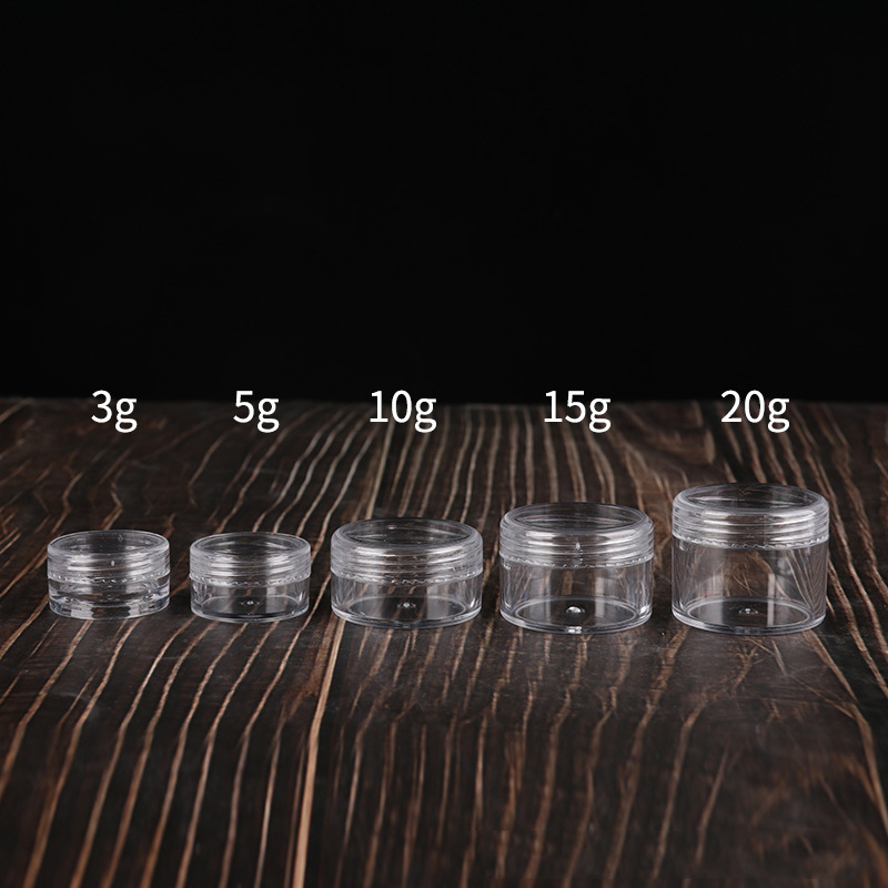 3g 5g 10g 15g 20g Plastic Clear Jars PS Facial Cream Container Mini Sample Jar Customize Cosmetic Eye Cream Jar