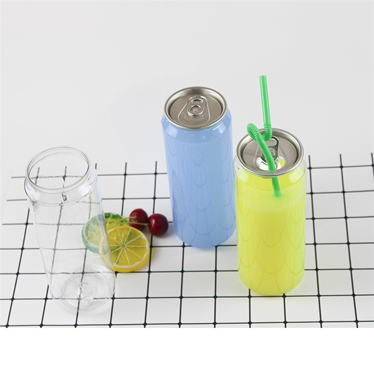 Transparent Food Plastic Cans PET Sealed Packaging Cans Beverage Beer Juice Soda Plastic Bottles 450ml