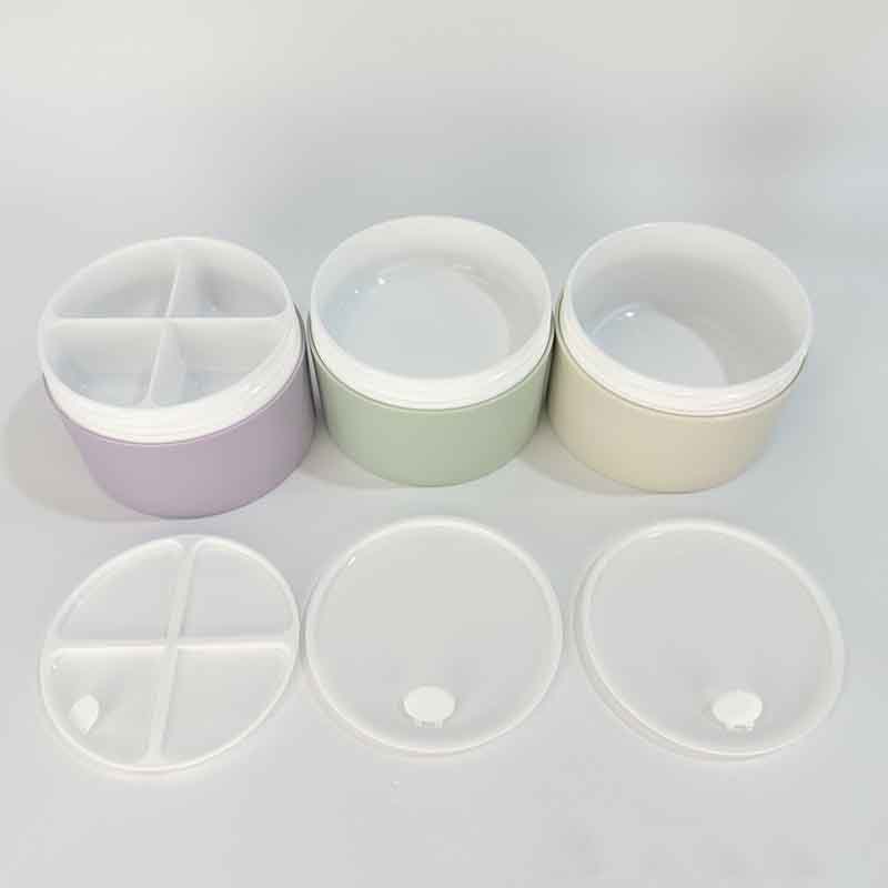 100ml 120ml 200ml Four Grids Plastic Jar Matte Purple Yellow PP Plastic Storage Jar Eye Cream Body Cream Ointment with inner lid