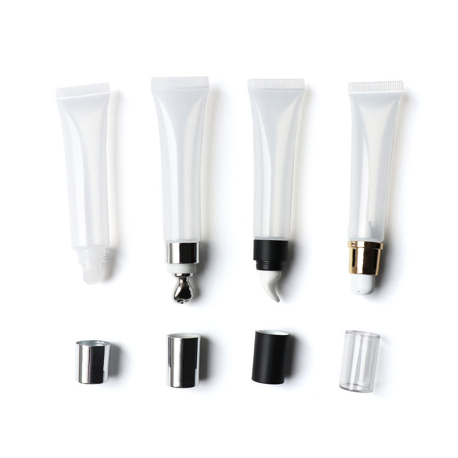 10g 15g 20g Airless Pump Tube with Ceramic Alloy Silicone Massage Head Lip Balm Gloss Serum Foundation Eye Cream Lotion Tube
