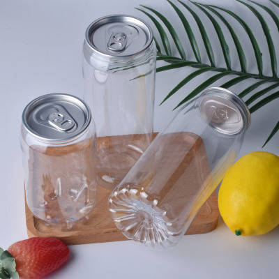 PET Disposable Drink Bottle Plastic Pop Can Transparent Sealed Bottle Packaging Can Milk Tea Food Packaging Bottle