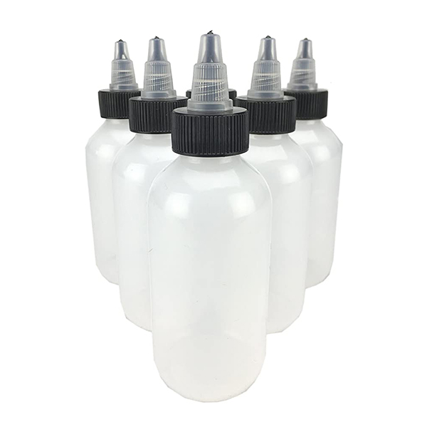 Dispensing Bottles with Caps Small Boston Round LDPE Plastic Squeeze Bottles for Oils Solvents Inks Pigments