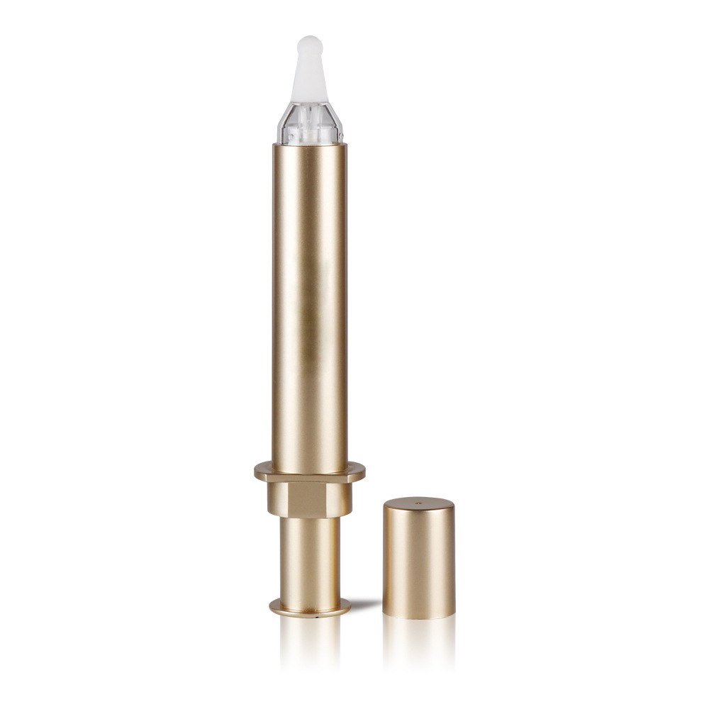 10ml/15ml Customized Transparent Plastic Golden Airless Cosmetic Syringe Bottle Gold Plating Inner Eye Cream Tube