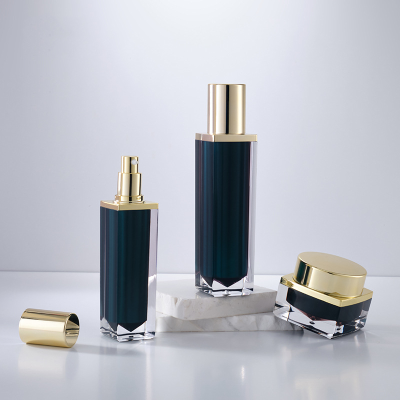 High-end Gold Silver Top Cap Acrylic Cosmetic Bottle Jar Set 30ml 50ml Lotion Serum Pump Spray Bottle Moisturizer Cream Jar