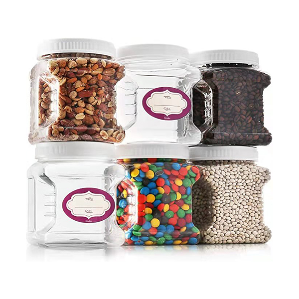 32 oz Clear Plastic Storage Containers Jars with Lids Easy Grip Handles for Pasta Cereals Nuts Powders Jerky Bulk Spices