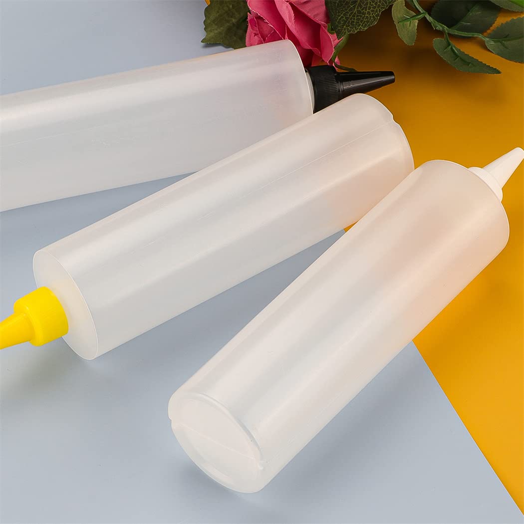 16oz 500ml Squeeze Bottles LDPE Plastic Bottles Natural Round Bottles with Yorker Spout Red Caps Tips