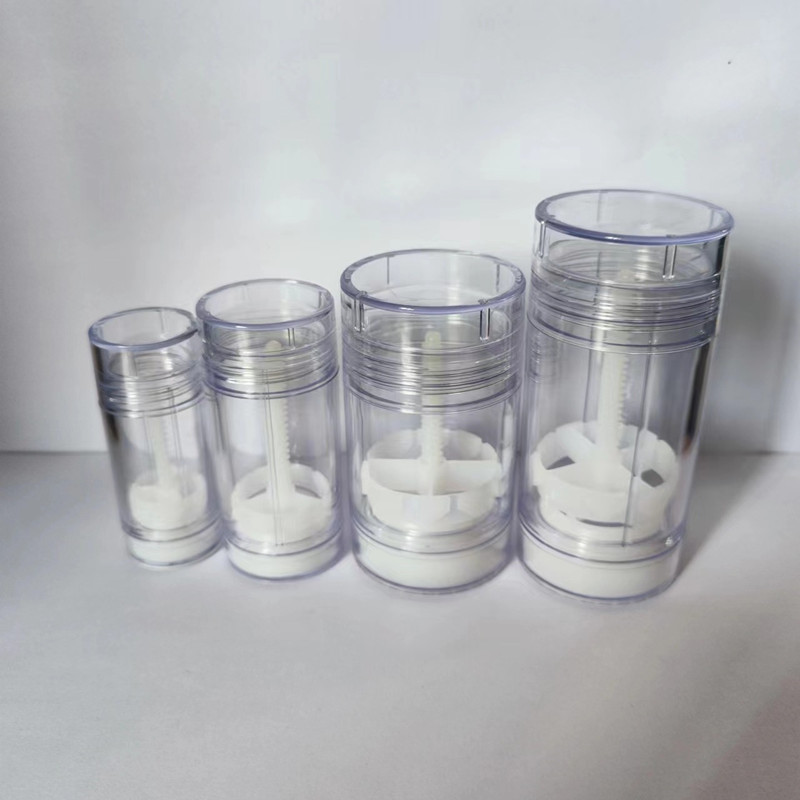 Factory stock 75g white black clear deodorant stick container packaging/AS plastic sunstick tube bottom filling