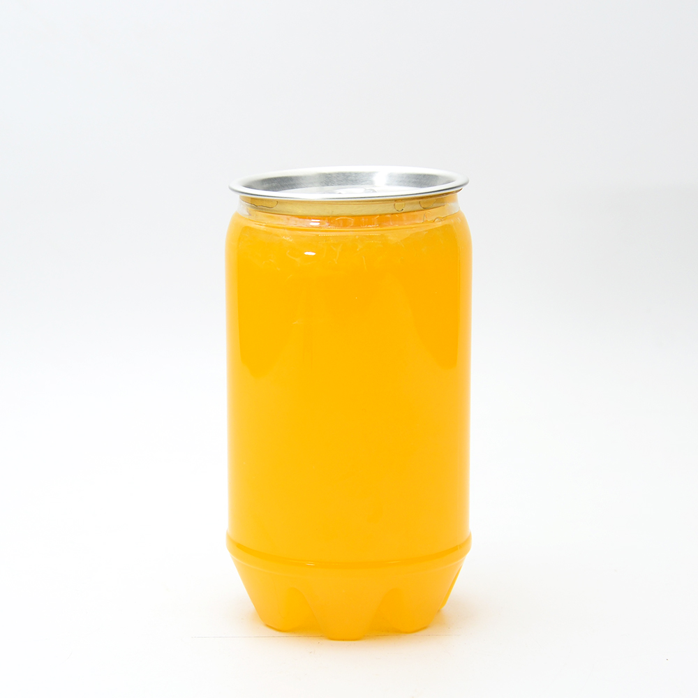 Wholesale 11oz/330ml Transparent Plastic Beverage Can with Aluminum Easy Open Pop Top Lid