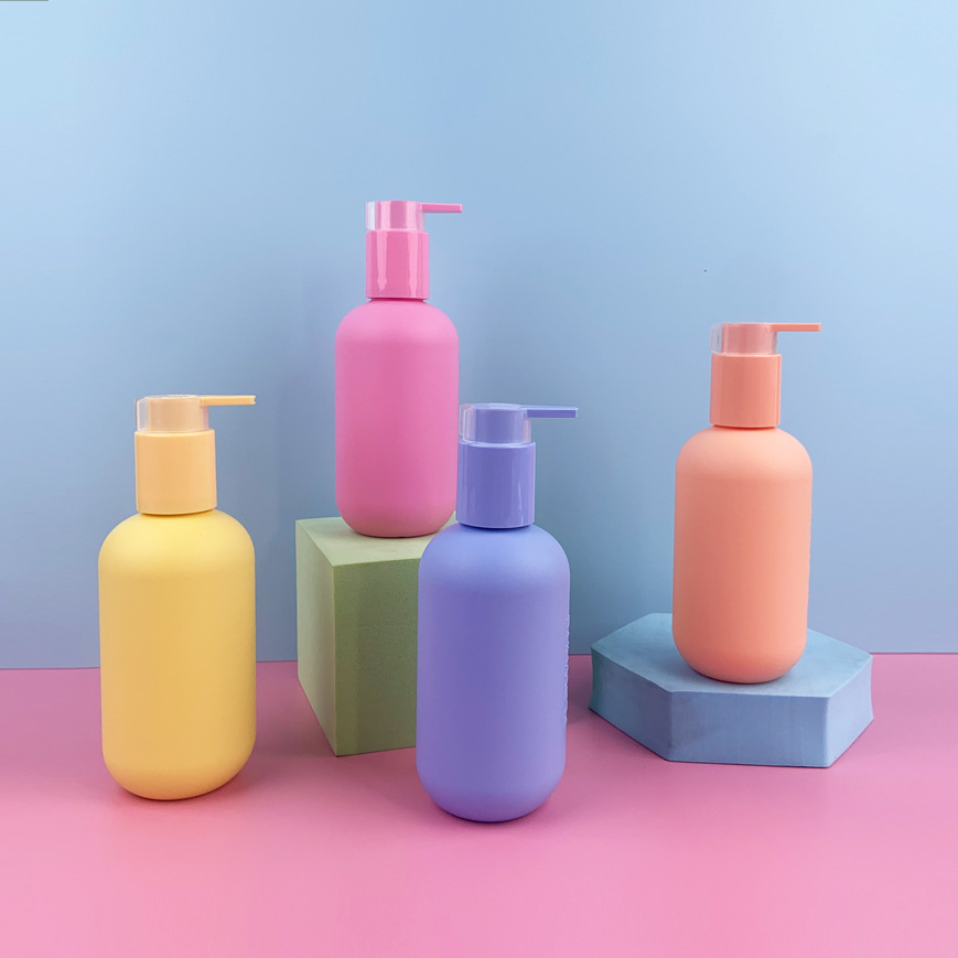 Green Plush HDPE Plastic bottle Cosmetic Packaging Soft Touch Squeeze Shampoo Bottle Body Lotion Bottles 400ml 16oz