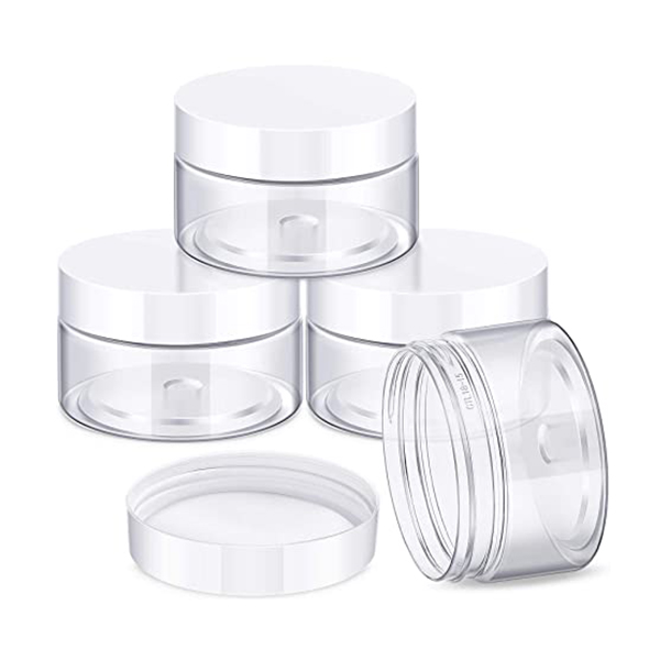 Clear Plastic Storage Jars Containers Refillable Wide Mouth Plastic Slime Storage Containers for Dry Food Peanut Butter Honey