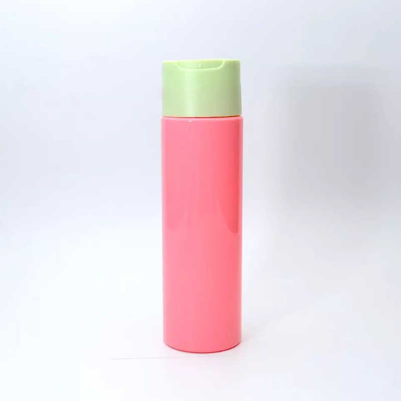 8 oz Empty Pink PET Cylinder Bottle 24-410 with Flip Screw Disc Top Caps for Hair Shampoo Massage Body Oil Bath Soaks Packaging