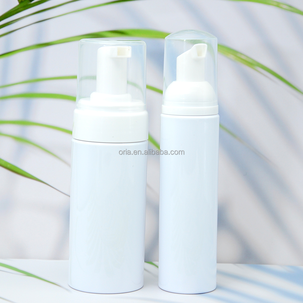 Foam Lotion Bottle 150ml 200ml Cosmetics Clean Jar Customized Logo Packaging with press flower Cap for Skin Care Lotion Cream