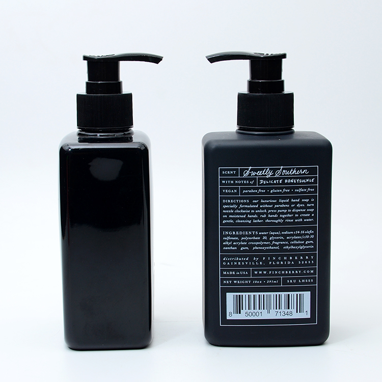 300ml/10oz 500ml/16oz Black Frosted Shampoo Bottles Square Mens Shower Gel Body Wash Dispenser Lotion Pump Bottles Packaging