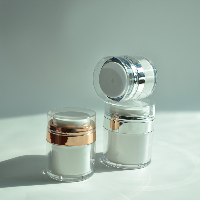 Custom Airless Jar with Logo 1oz 2oz 30ml 50ml 100ml Cosmetic Cream Packaging Vacuum Bottle Acrylic Airless Pump Jar Refillable