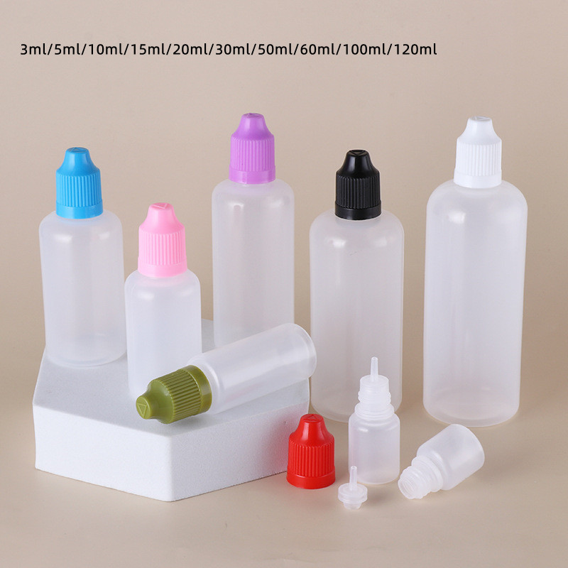 Custom 3ml 5ml 10ml 15ml 20ml 30ml 50ml 60ml 100ml 120ml 1oz 2oz 4oz PE Squeeze Nose Precision Needle Tip Glue Bottle Applicator