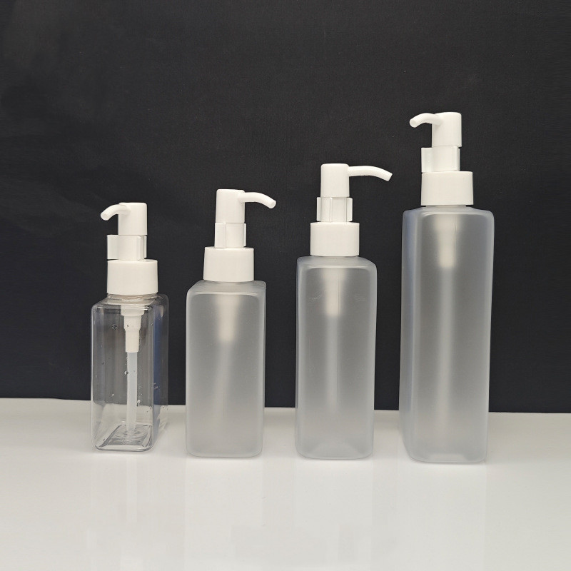 100ml 150ml 200ml 250ml Matte Plastic Clear frosted sandblast square Makeup remover oil bottle Lotion bottle Body lotion bottle