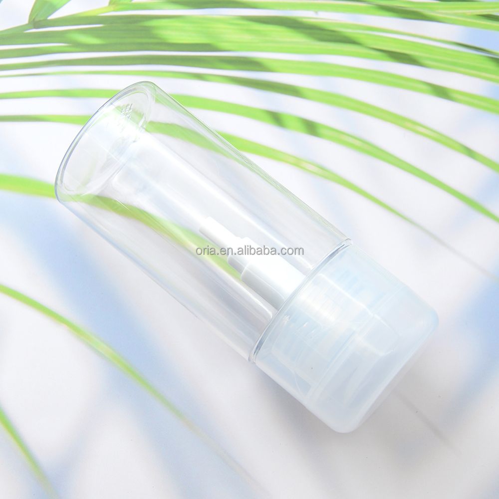 Custom 100ml 200ml 300ml Plastic PET bottle Cosmetic Eye Nail Polish Press Pump Makeup Remover Bottle For Cleansing