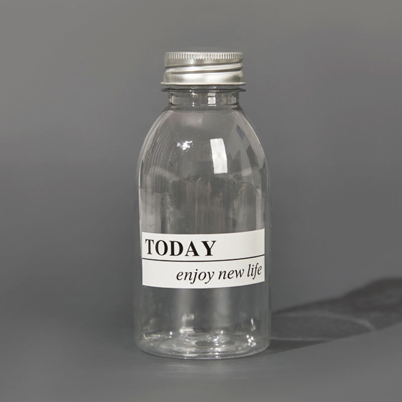 Juice milk Bottle With Black white aluminum Lid 8oz 10oz Empty Milk Plastic Bottles Transparent Pet Empty water Bottle