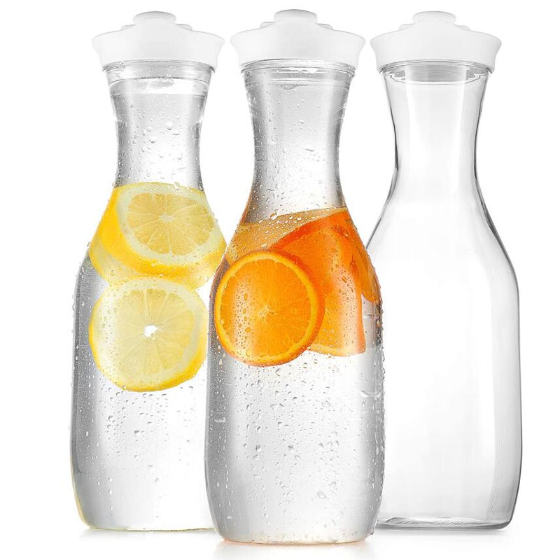 Food Grade Plastic Clear 16 32 50 oz Round Carafe Pitchers with lid for drinks Milk Smoothie Iced Tea Lemonade Juice Wine beer