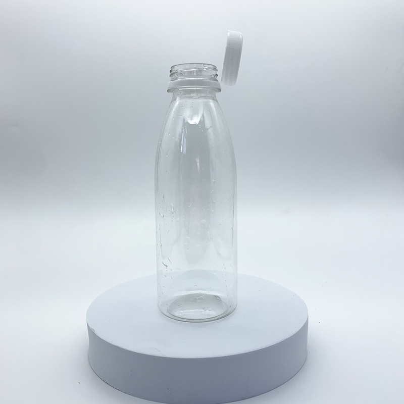 Round Shape Beverage Bottle Clear Empty PET Plastic Juice Drinking Bottles with Lids for Mineral Water Fruit Juice Packaging
