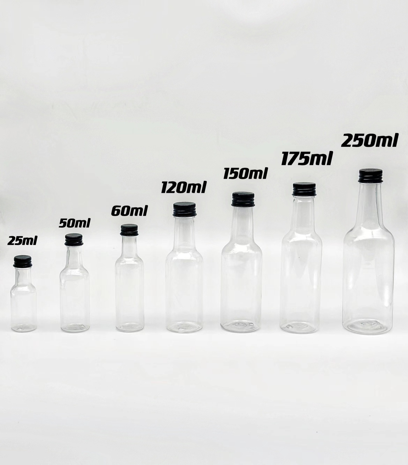 50ml 120ml 150ml Customize Mini PET Plastic Wine Bottle Vodka Rum Alcohol Whiskey Plastic Wine Bottle Coffee juice Liquor Bottle