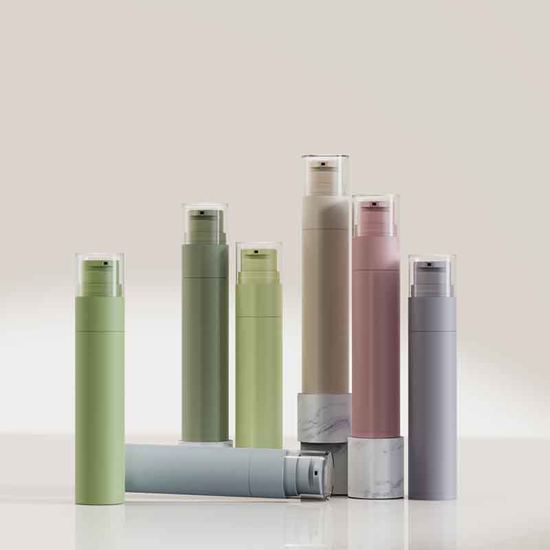 Pink Green Plastic Airless Pump Bottle 60ml Cream Lotion Bottle Customize 2oz VacuumToothpaste Packaging